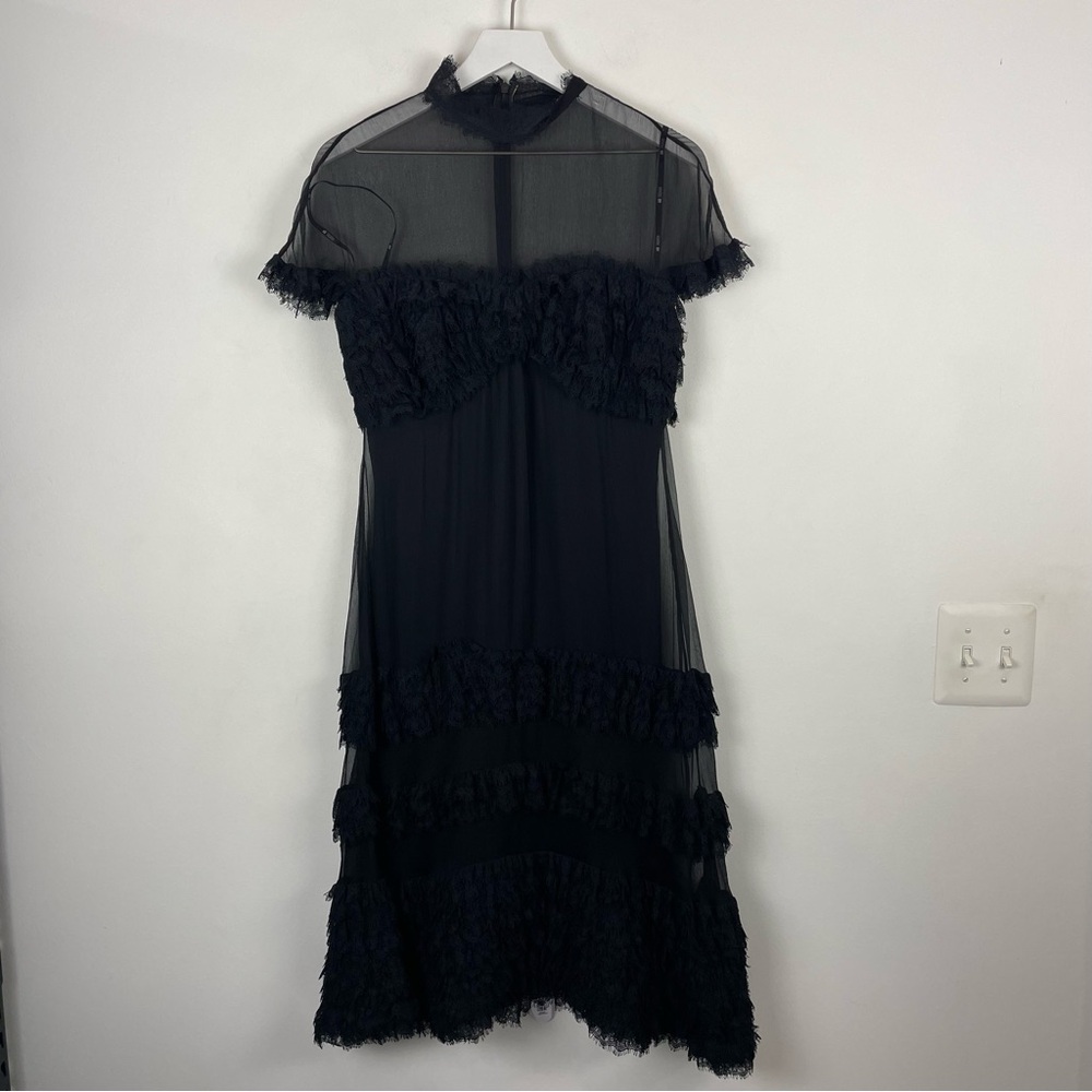 TADASHI Collection 100% Silk Top Chiffon Skirt Back Zipper Dress Size 14